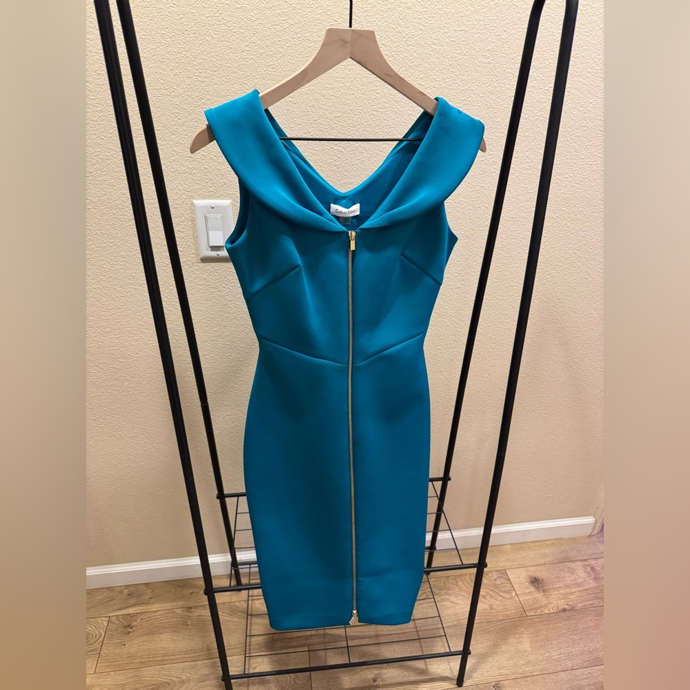 Calvin Klein Teal Sleeveless Dress. Size 2